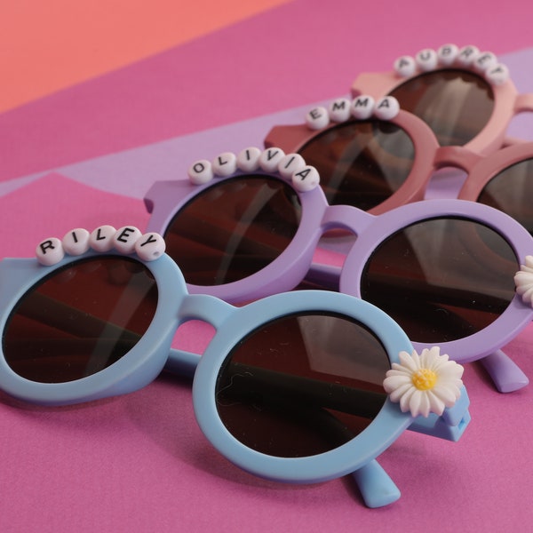 Floral Daisy Girls Personalized Name Sunglasses | Toddler Gift | Kids Gift | Babies Gift | Baby Girl Personalized Birthday Gift Sunglasses