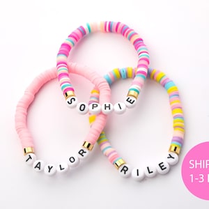 Custom Name Bracelet | Heishi Bead Bracelet | Personalized Name Bead Bracelet | Name Beaded Bracelet | Personalized Name Bracelet
