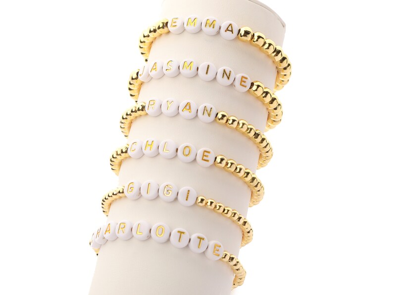Real 14K Gold Filled or Silver Bead Custom Name Bracelet Custom Name Beaded Bracelet