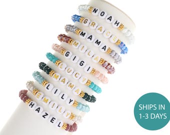 Custom Name Bracelet | Gemstone Bracelet | Custom Name Crystal Bead Bracelet | Name Beaded Bracelet | Personalized Name Friendship Bracelet