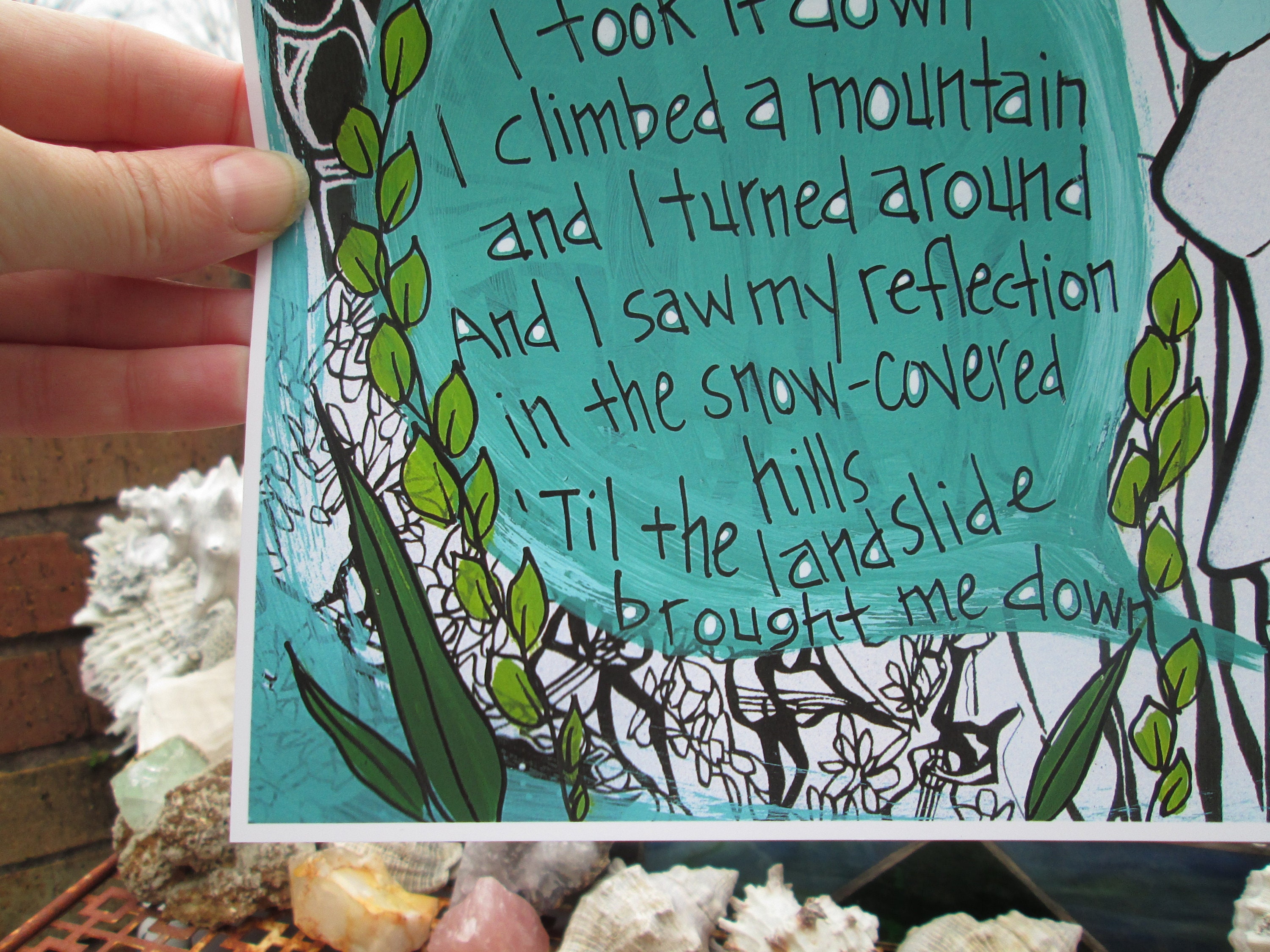 Landslide Song Lyrics 11 X 8.5 Art Print on Paper, Song Lyric Wall