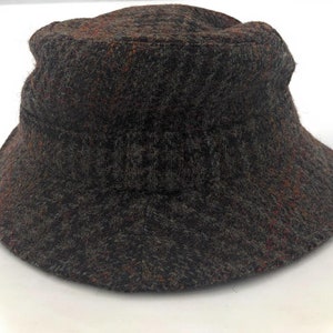 Harris Tweed wool | wool Fishing Hat - Premium Quality Scottish Heritage Accessory - Brown Check Herringbone Design