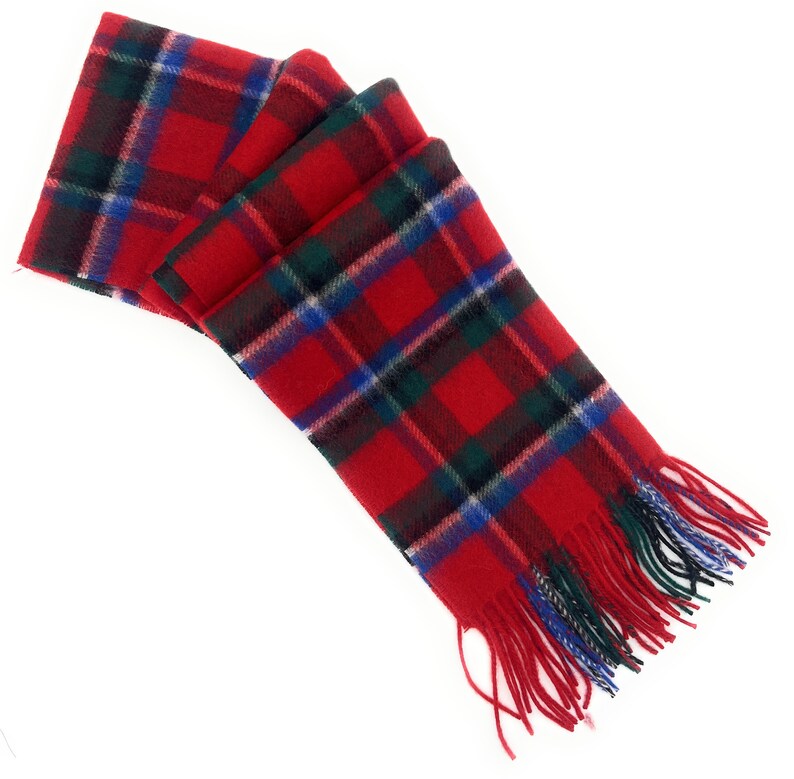 Écharpes rouges Sinclair 100 % laine Écharpe unisexe haut de gamme Design du patrimoine écossais, cadeau parfait avec l'histoire du clan, 134 x 30 cm image 1