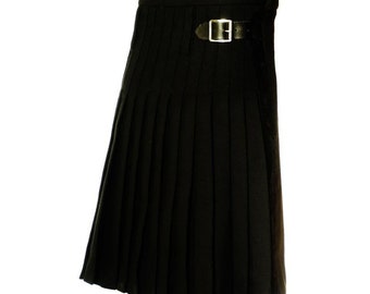 Premium Boys Kilt - Black - Heritage of Scotland - Versatile & Hard-wearing - Perfect for All Scottish Occasions - Adjustable Fit