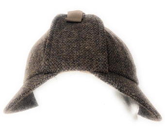 Chapeau de chasseur traditionnel écossais - Laine Harris Tweed | Laine, deux pointes, brun automne tacheté - sans moleskine