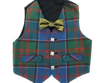 Scottish Stewart of Appin Ancient Tartan Boys Waistcoat Set, Bow Tie - 100% Wool - Different Sizes - Made in Scotland - Scottish Occasions