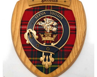 Plaque murale Clan Peebles - Décor tartan écossais - Finition bois massif - Cadeau écossais parfait - 9 x 7,5 pouces - Affichez fièrement votre héritage