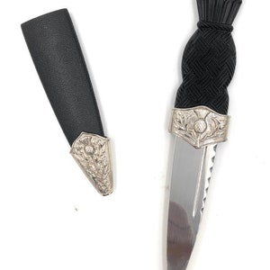 Handcrafted Scottish Pewter Material  Sgian Dubh: Thistle With Silver Top - Heritage Gift