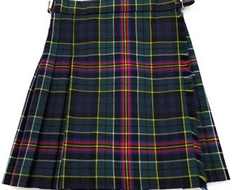 Premium Scottish Boys and Girls Kilt - 100% Wool - Green & Black Tartan - Authentic Craftsmanship - Ideal Scottish Gift - Made in Scotland