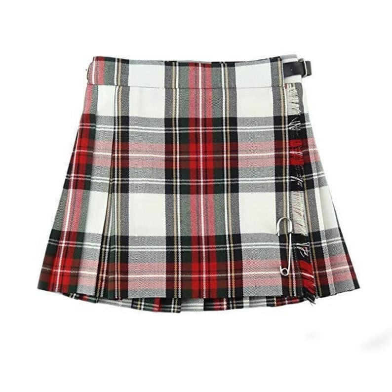 Premium Quality Dress Stewart Tartan Traditional Kilt for Girls. Perfect for Festivals and Casual Wear. Machine Washable. Shop Now image 1