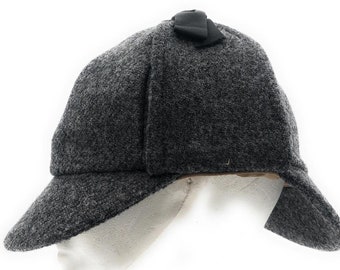 Scottish Traditional Hunter Hat - Harris Tweed wool | wool,Two Peaks, Autumn Grey - without Moleskin