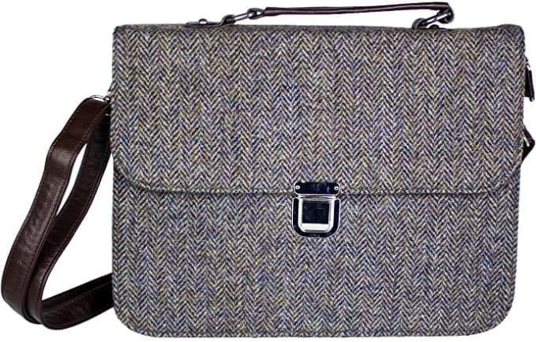 Harris Tweed Work Bag Briefcase in Heather Herringbone Etsy