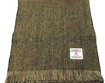 Harris Tweed wool | wool Scarf Brown-Blue-Orange Check - Genuine Woven wool Scottish Wool - 160cm Length - Ideal for Scottish Occasions