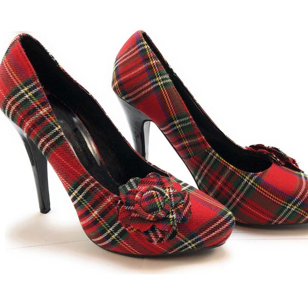 Royal Stewart Red Plaid Tartan Women's High Top Shoes main image 1