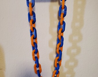 Chunky chain necklace over 3 feet long.  Any 2 colors you want.