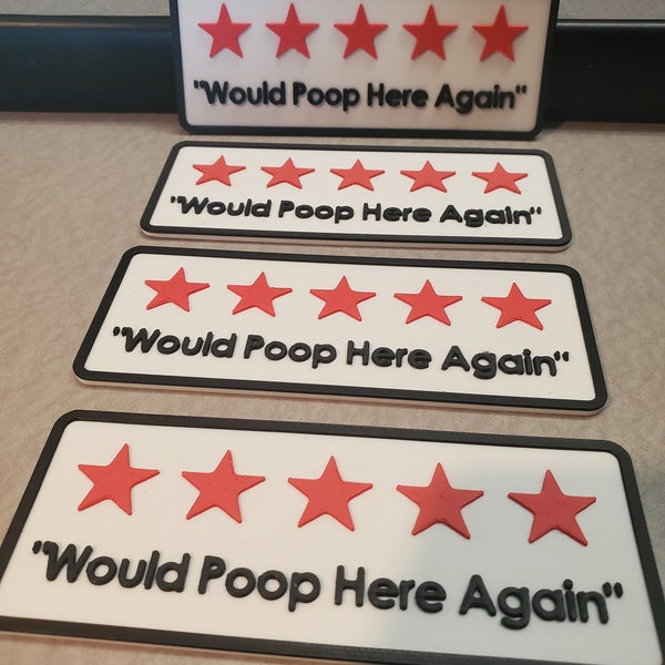 Bathroom Humor sign - 5 stars would poop here again - 4 pack