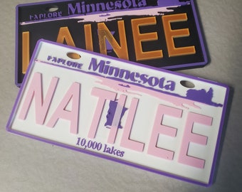 Pink purple Minnesota License Plate for Bicycles