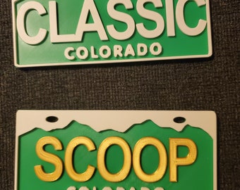 Colorado Bicycle License Plate - in Green and White and Gold