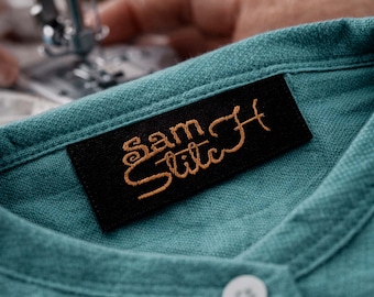 Woven Garment Labels, Personalized Fabric Tags, Custom Clothing Labels, Sew-in Fabric Name Labels, Woven Damask Tags for Handmade Items DIY.