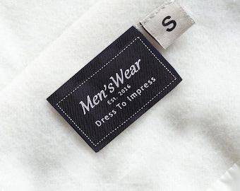 Custom Woven Labels for Clothing, Personalized Fabric Tags, Sewing Labels for T-Shirts, Damask Woven Name Tags, Custom Fabric Dress Labels.