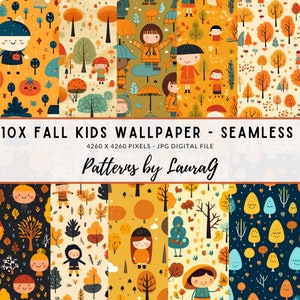 Nahtlose Muster Herbst Kinder Thema, Herbst Druck digitales Papier, saisonale Herbst Wallpaper, Hintergrund Scrapbook warme Kinder Spaß Datei