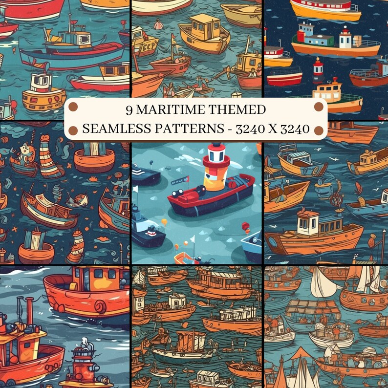 Nautical Boat Seamless Pattern, Kids Wallpaper (digital Download) - Etsy