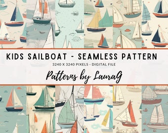 Nautische Segelboote Musterdesign, Kinder Wallpaper (Digitaler Download)