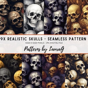 Realistische Schädel Musterdesign, Dark Horror Wallpaper (Digitaler Download)