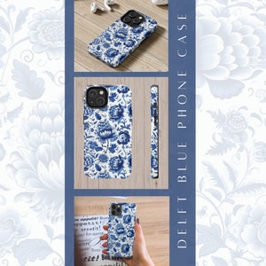 Iphone Delfts blauwe hoes bloem, Smartphone hoes bloemen, wit blauwe stoere hoes telefoon kunst, beschermhoes voor Iphone 11, 12, 13, 14 serie