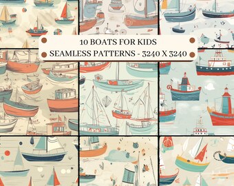 Nautisches Boot Muster, Kinder Tapete (Digitaler Download)