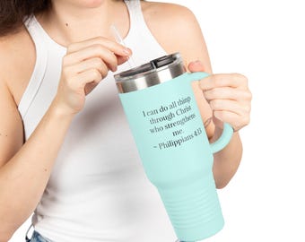 Inspirational Insulated Travel Mug, 40oz - Motivational Drinkware, Christian Gift for Students, Office Use, Bible Verse Travel Cup,