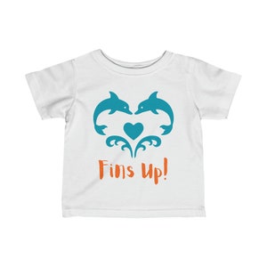 Fins Up! Cute football fan infant tshirt, Football tshirt, baby shower gift, baby tailgate shirt, Miami football fan gift, first birthday