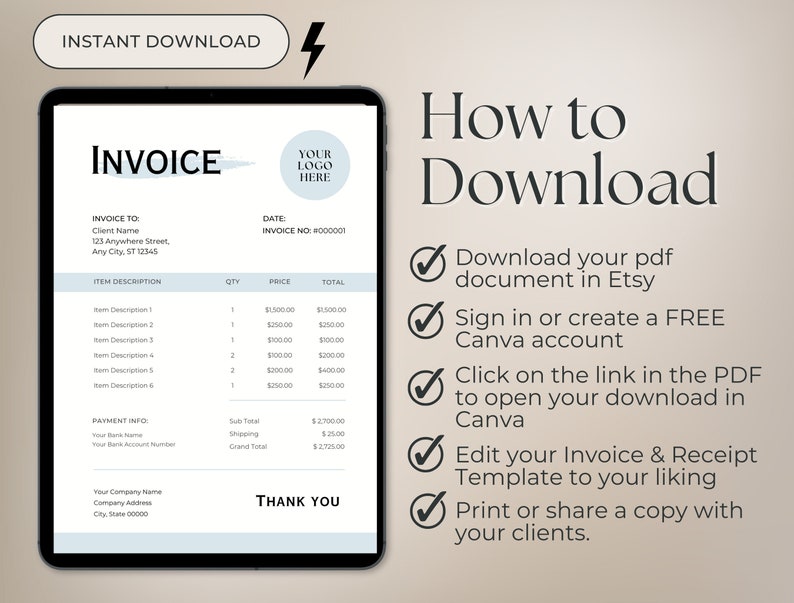 Invoice To Copy Invoice Template for Small Businesses, Invoice Template, Receipt ...