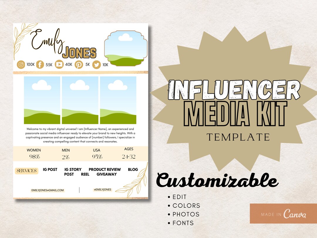 Media Kit Template | Blogger Template | Social Media Kit | Influencer ...
