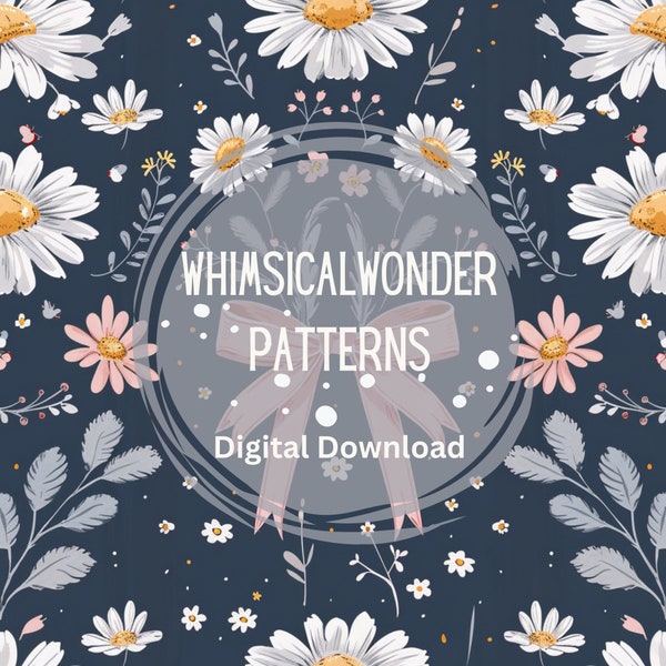 Daisy Ribbon Princesscore Watercolor Floral Print Seamless Pattern Repeating File for Fabric Printing Commercial Use