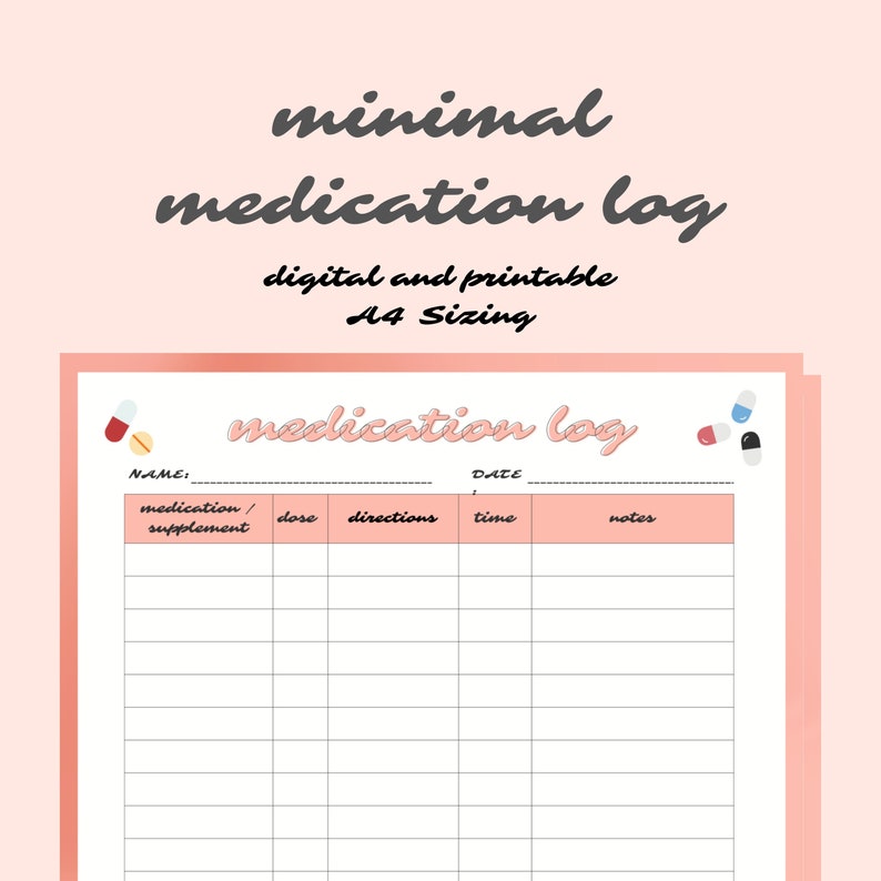 Printable Medication Log Ready to Print Medication Log Chart Etsy
