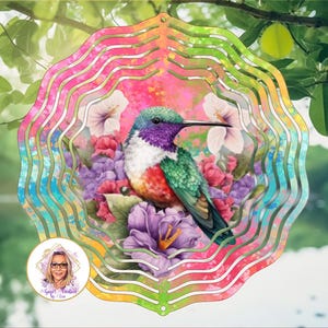 Hummingbird Wind Spinner/Home & Garden Décor/Hanging Art/3D Spinning Decoration/Custom Yard Décor/Gift Idea/Hummingbird/Handmade