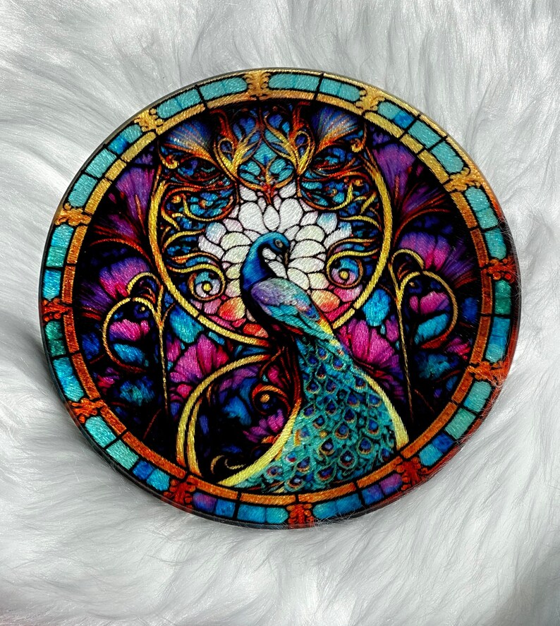 Peacock Faux Stained Glass Textured Cutting Board / Cutting Etsy