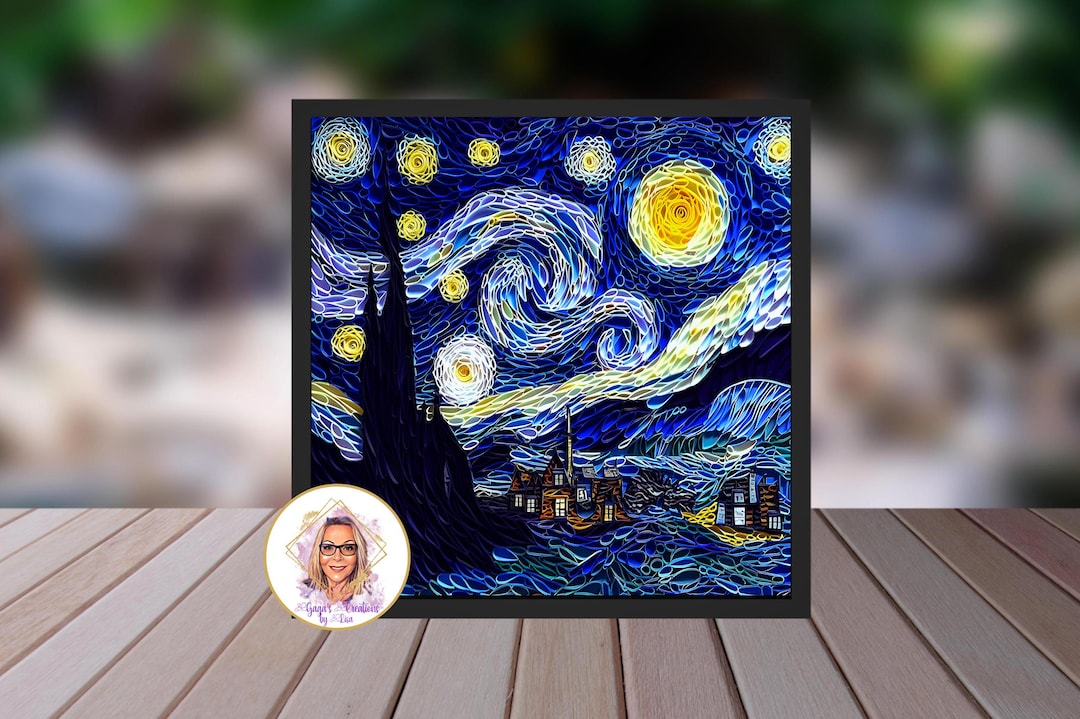 Backlit Starry Night Inspired Framed Shadow Box / Shadow Box / Light ...