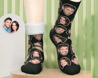 Custom Photo Socks,  Thick Socks, Winter Warm Socks,  Couple Gifts, Mom and Dad Gifts, Kids Photo Socks, Lined Socks