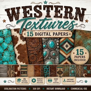 Western Digital Paper Pack, Western Textures Bundle, Sublimation Papers Download