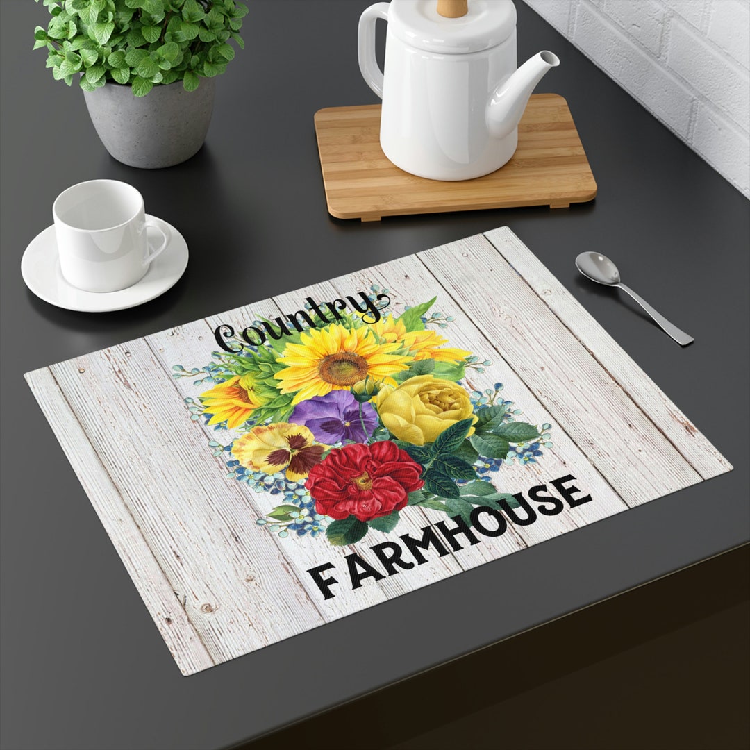 Placemat Farmhouse Placemat Floral Table Placemats Kitchen Etsy