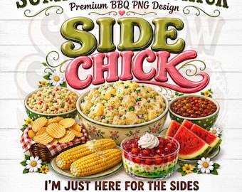 BBQ Side Chick PNG, Summer Picnic Potato Salad Design (Digital Download)