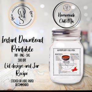 Chili Mix Printable Label-Homemade Chili Mix - PDF / SVG / PNG, Old Mill Spring Homemade Chili Mix, Print at Home Homemade Chili Mix Label