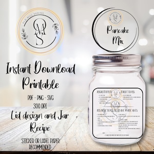 Print at Home Pancake Mix Labels - PDF / SVG / PNG, Old Mill Spring Pancake Mix , Printable   Homemade Pancake Mix Label