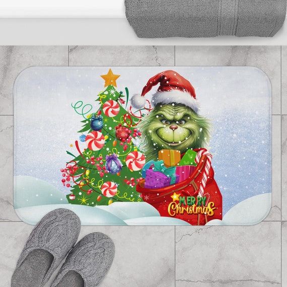 Christmas Bath Mat Grinch Bathroom Decor Holiday Home Accents Dr Seuss Rug Whimsical Xmas Gift Funny Anti slip Doormat Etsy