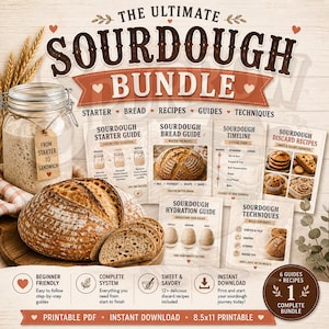 Sourdough Bundle PNG,  Printable Guide Starter Bread, Discard Recipes PDF Download