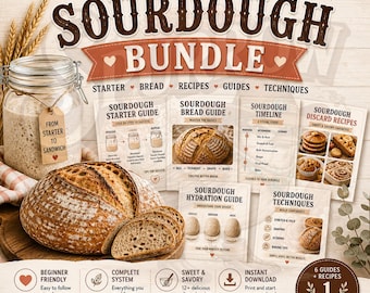 Sourdough Bundle PNG,  Printable Guide Starter Bread, Discard Recipes PDF Download