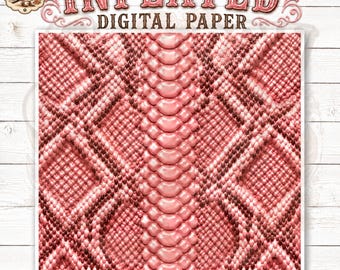 Pink Inflated Snakeskin Digital Paper, 3D Puffy Python Texture, Western Boutique Background Commercial Use