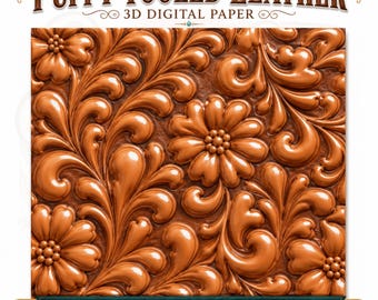 Carta digitale JPG con texture lucida western in pelle gonfiata 3D.